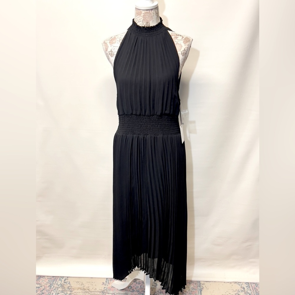 1 STATE‎ Black halter neck pleated skirt midi dress size S. - Picture 4 of 16
